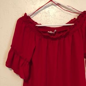 Red S peasant top